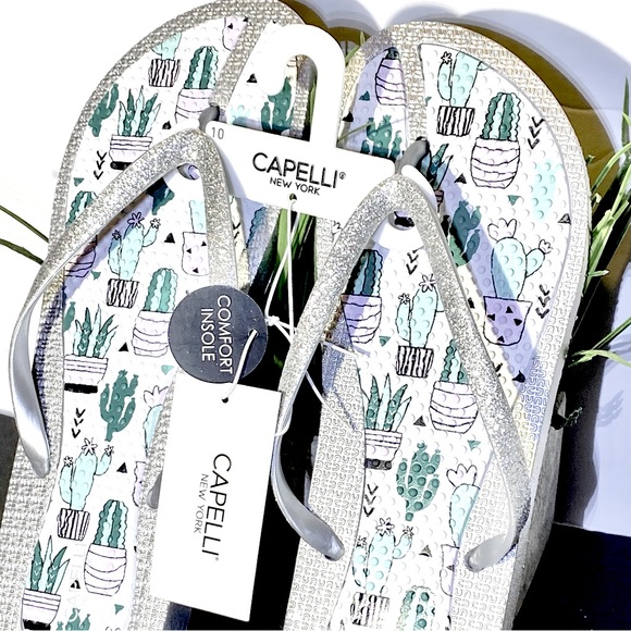 Price Drop! Capelli New York Flip Flop Comfort Sole Silver Glitter Ladies Sz 10 - Picture 6 of 13